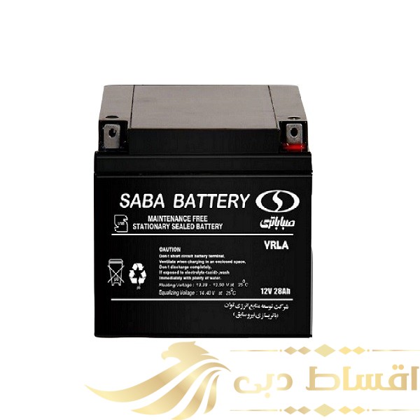 باتری یو پی اس 12 ولت 28 آمپر ساعت صبا باتری مدل SB