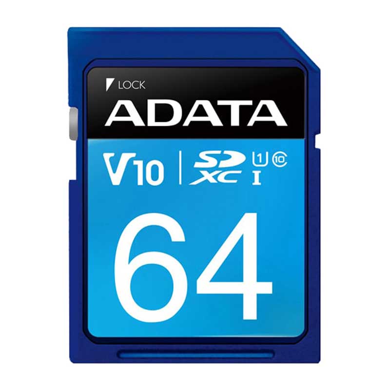 کارت حافظه‌ SDXC ای دیتا مدل Premier V10 کلاس 10 استاندارد UHS-I U1 سرعت 100MBps ظرفیت 64 گیگابایت
