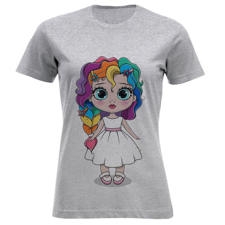 تی شرت آستین کوتاه زنانه مدل دختر مو رنگی F1432