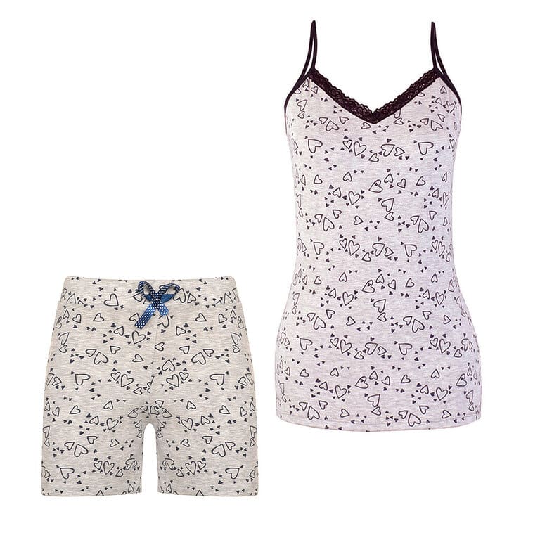 ست تاپ و شلوارک زنانه مدل قلب خوشه‌ای