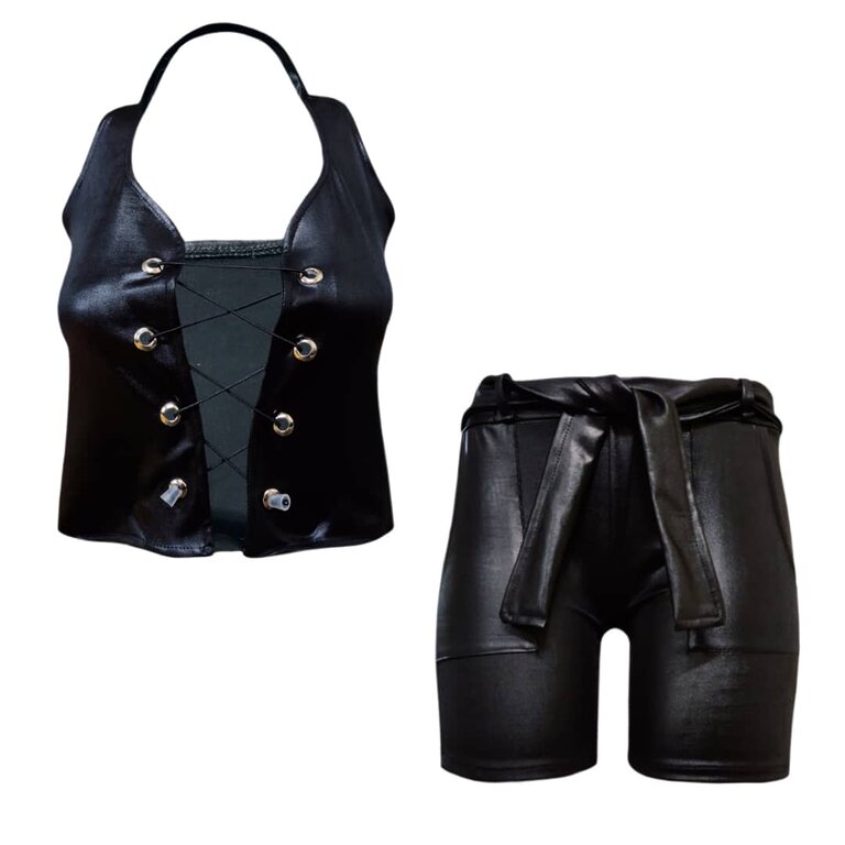 ست نیم تنه و شلوارک زنانه مدل شاین بندی