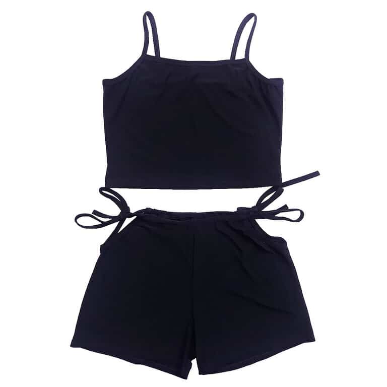 ست تاپ و شلوارک زنانه مدل بندی ظریف